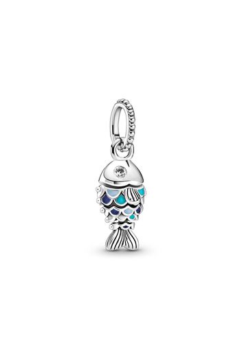 Charm Pendente Pesce Con Squame Blu - Argento Sterling 925 / Sterling Silver