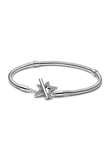 Bracciale Con Chiusura A T E Stella - Argento Sterling 925 / Zirconia Cubica / Trasparente - Size 18