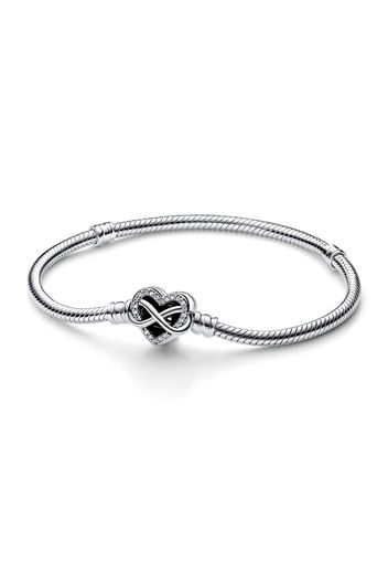 Bracciale Con Chiusura Cuore Infinito Pietre Luminose - Geen Ander Materiaal / Argento Sterling 925 / Zirconia Cubica / Trasparente - Size 16