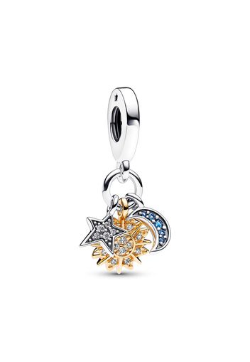 Charm Pendente Stella, Sole E Luna - Esclusiva Lega Metallica In Argento Sterling 925 Con Placcatura In Oro 14k / Blu