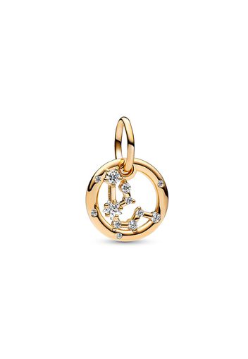 Charm Pendente Segno Zodiacale Acquario - Esclusiva Lega Metallica Con Placcatura In Oro 14k / Zirconia Cubica / Trasparente