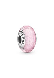 Charm In Vetro Di Murano Sfaccettato Rosa - Argento Sterling 925 / Sterling Silver