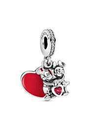 Disney, Charm Minnie & Mickey Con Amore - Smalto / Argento Sterling 925 / Sterling Silver