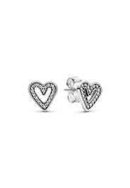 Orecchini A Lobo Con Cuore Scintillante - Argento Sterling 925 / Sterling Silver