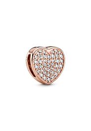 Charm Reflexions Con Cuore A Pavé - Esclusiva Lega Metallica Placcata Oro Rosa 14k / Sterling Silver