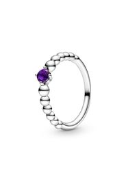 Anello Pietra Viola Febbraio - Argento Sterling 925 / Cristallo Creato Dall’uomo - Size 52