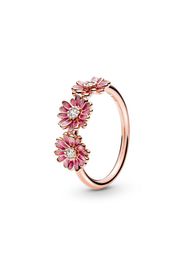 Anello Con Tre Margherite Rosa - Sterling Silver - Size 52