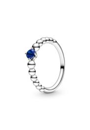 Anello Pietra Blu Settembre - Argento Sterling 925 / Cristallo Creato Dall’uomo - Size 60