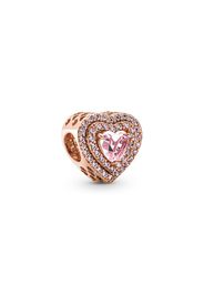 Charm Cuore Pietre Rosa - Sterling Silver