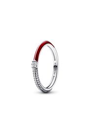 Anello Pietre Luminose & Smalto Rosso  Me - Argento Sterling 925 / Zirconia Cubica - Size 48