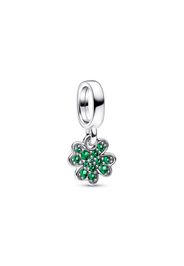 Charm Pendente Quadrifoglio Verde Piccolo - Argento Sterling 925 / Cristallo Creato Dall’uomo