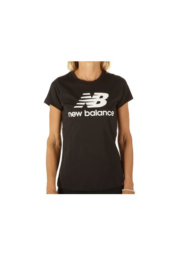 New Balance Essential Stacked Logo Tee Black, Taglia S Donna Colore Bianco|Nero