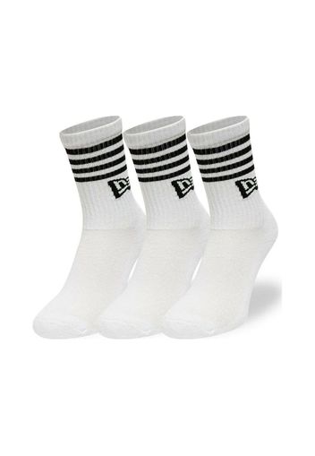 New Era Stripe Crew Socks, Taglia 39-42 Unisex Colore Bianco|Nero