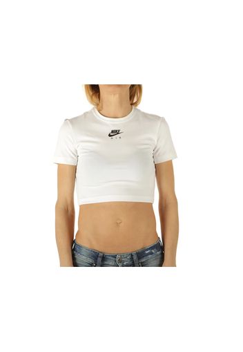 Nike W Nsw Air Ss Top Crop White Black, Taglia L Donna Colore Bianco|Nero