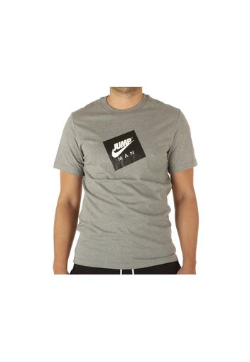 Nike M J Jumpman Box Ss Crew Carbon Heather Black, Taglia M Uomo Colore Grigio|Bianco|Nero