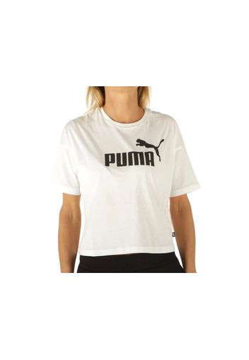Puma Cropped Logo Tee, Taglia M Donna Colore Bianco|Nero