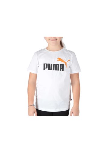 Puma Ess + 2 Col Logo Tee, Taglia Xl Bambino Colore Bianco|Nero|Arancione