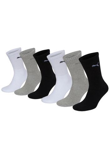 Puma Crew Sock 6 Pairs, Taglia M Unisex Colore Grigio|Bianco|Nero