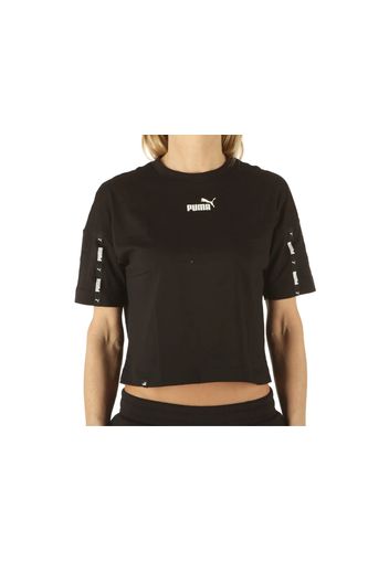 Puma Puma Power Tape Cropped Logo Tee, Taglia Xs Donna Colore Bianco|Nero