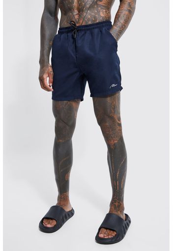 Man Signature Mid Length Swim Shorts, Navy