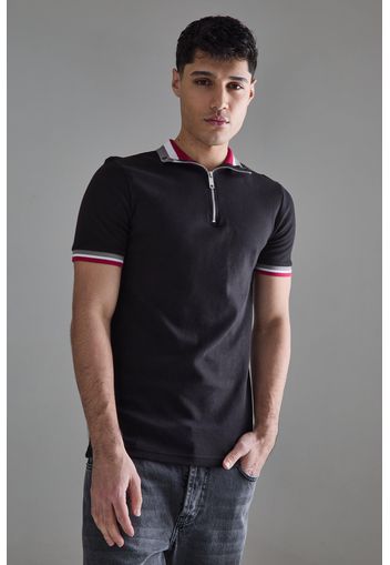 Muscle Fit Tape Polo, Nero