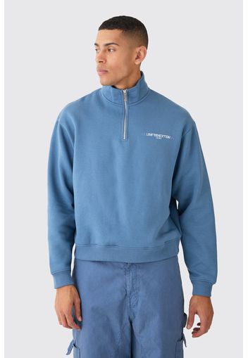 Oversized Boxy Limited 1/4 Zip Sweatshirt, Azzurro