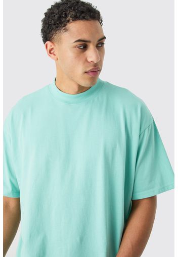 Oversized Extended Neck T-shirt, Azzurro