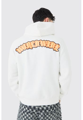 Worldwide Back Print Hoodie, Bianco