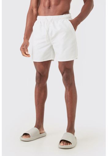 Plain Mid Length Swim Short, Bianco