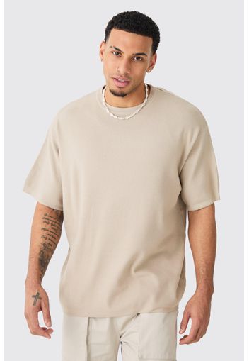 Oversized Knitted T-shirt, Beige