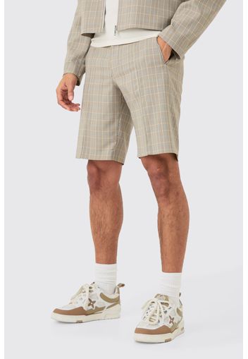 Check Regular Fit Tailored Shorts, Beige