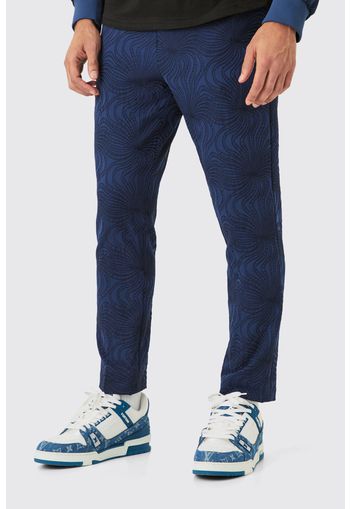 Textured Tailored Tapered Trousers, Navy