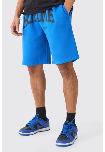 Oversized Homme Crotch Print Short, Azzurro