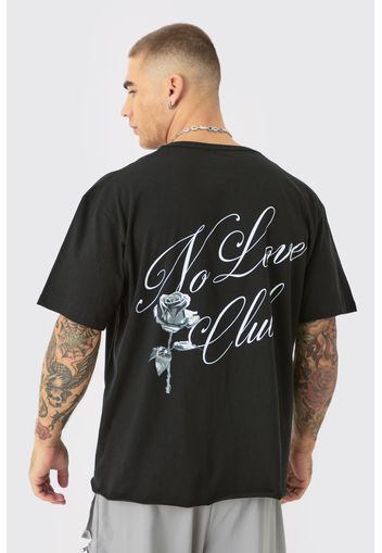 Oversized Boxy No Love Print T-shirt, Nero