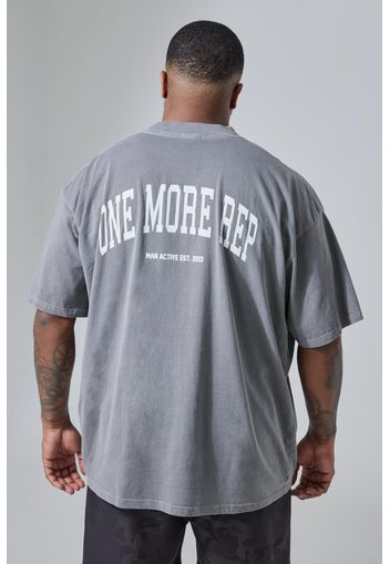 Plus Man Active Gym Oversized Overdyed Rep T-shirt, Grigio