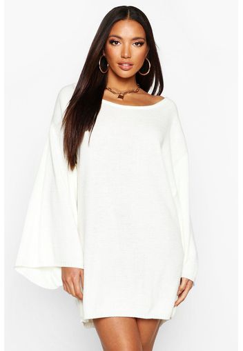 Oversized Wide Sleeve Jumper Dress, Bianco