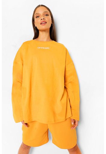 Oversized Slogan Longsleeve T-shirt, Giallo