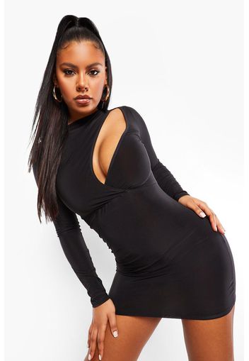 Slinky Cutout Midi Dress, Nero