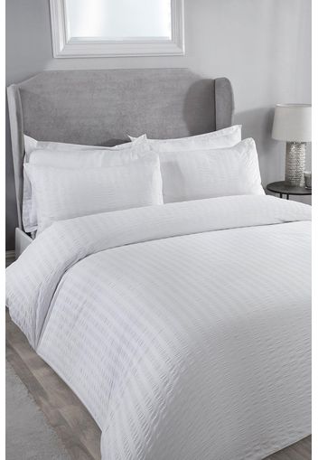 Classic Seersucker King Duvet Set, Bianco