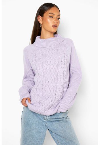 Chunky Cable Knit Jumper, Purple