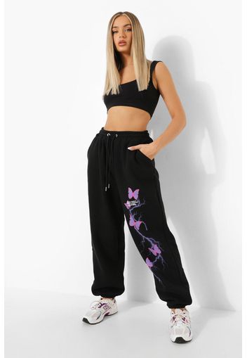 Butterfly Print Jogger, Nero
