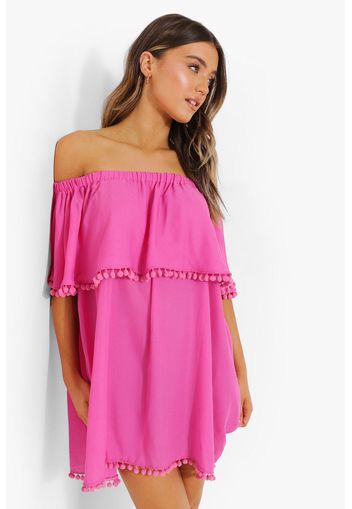 Bardot Pom Pom Edge Shift Dress, Pink