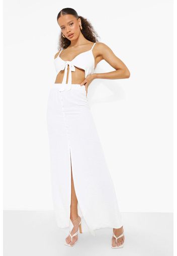 Gonna maxi & top a bralette con nodo frontale, Bianco