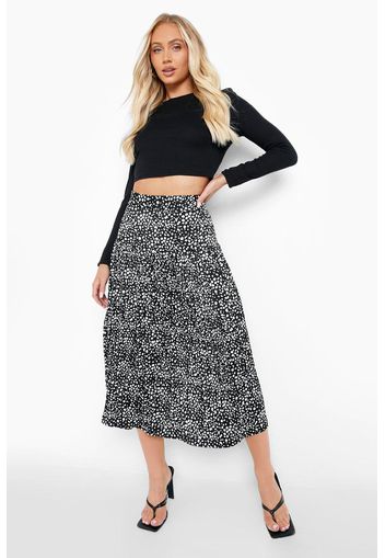 Spot Pleat Pleat Woven Midi Skirt, Nero