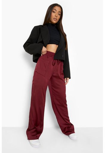 Pantaloni Luxe in raso con tasca frontale, Rosso