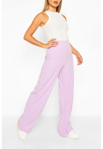 Pantaloni palazzo basic in crêpe a vita alta, Lilla