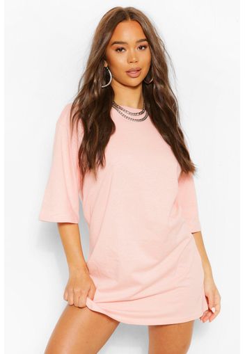 Abito t-shirt oversize con spalle scese, Pink