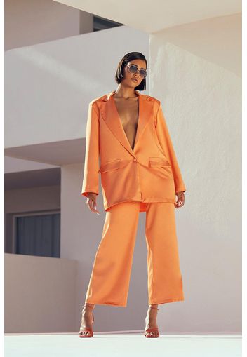 Satin Relaxed Fit Tailored Trousers, Arancio