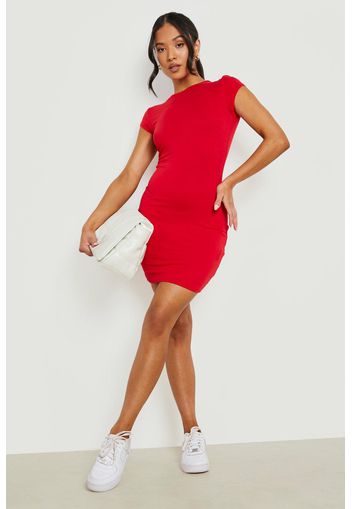 Petite Basic Cap Sleeve Mini Dress, Rosso