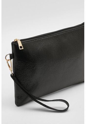 Cracked Pu Pouch, Nero